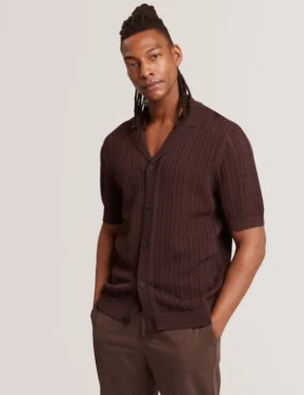 LOUND Textured Stripe Knit Short Sleeve Shirt