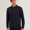 LUCKEY Long Sleeve Pique Cotton Jersey Shirt