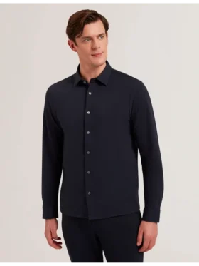 LUCKEY Long Sleeve Pique Cotton Jersey Shirt
