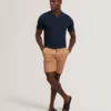 LUTHEN Zig Zag Knit Open Neck Polo