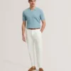 LUTHEN Zig Zag Knit Open Neck Polo
