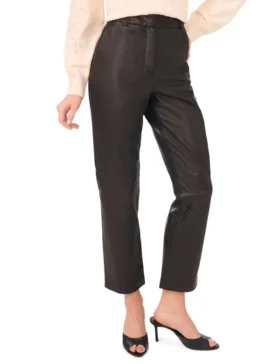 LYNDINA Leather Straight Leg Trousers