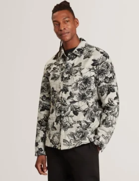 MAIRIS Shaded Floral Print Jacquard Overshirt