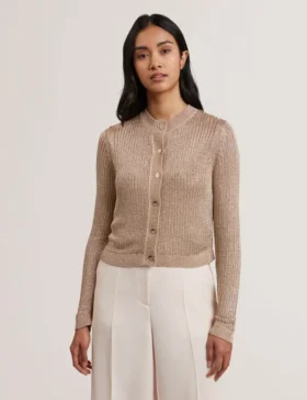MANYA Metallic Knit Cropped Cardigan
