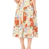 MARI Poppy Print Cotton A-Line Midi Skirt