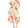 ISADORA Floral Twist Sleeve Cropped Shirt