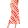 MARIELLA Floral Stripe Sleeveless Mesh Midi Dress