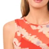 MARIELLA Floral Stripe Sleeveless Mesh Midi Dress