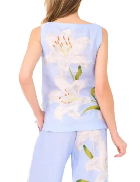 MATIA Lily Print Linen Blend Shell Top