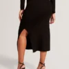 MAXI SKIRT WITH RIB Black