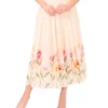 MEGAN Floral Hem Woven A-Line Midi Skirt