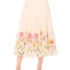MEGAN Floral Hem Woven A-Line Midi Skirt