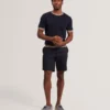 MELOP Striped Trim Linen Blend Knit T-Shirt