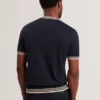 MELOP Striped Trim Linen Blend Knit T-Shirt