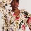 MINASA Floral Print Frill Trim Long Sleeve Blouse