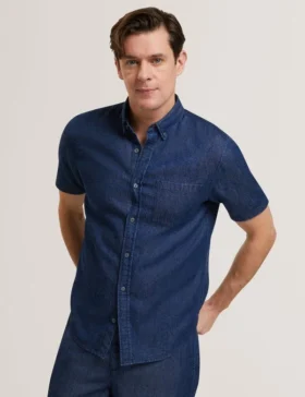 MIREK Regular Fit Chambray Short Sleeve Shirt