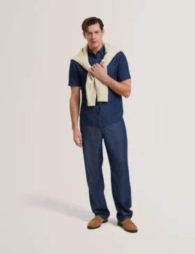 MIREK Regular Fit Chambray Short Sleeve Shirt