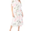 MIRIAM Floral Flutter Sleeve Midi Dress