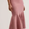 MIYHAA Flippy Hem Square Neck Knitted Midi Dress
