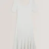 MIYHAA Flippy Hem Square Neck Knitted Midi Dress