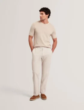 MOBEDO Houndstooth Cotton Linen Tapered Trousers