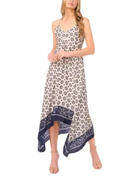 MOIRA Tile Print Strappy Asymmetric Midi Dress