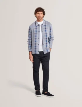MOSENS Blurred Check Knitted Cardigan Jacket