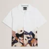 MOUSSA Relaxed Printed Hem Cotton Resort Shirt