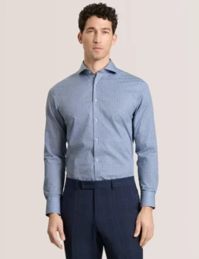 NANTUCKET Geo Print Stretch Cotton Slim Fit Shirt