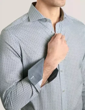 NANTUCKET Geo Print Stretch Cotton Slim Fit Shirt