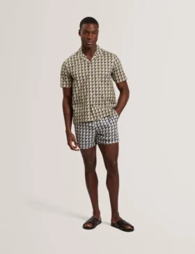 NAYELIN Relaxed Fit Painted Geo Print Shirt