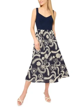 NICOLE Raised Embroidery Knit Top Midi Dress
