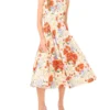 NOEMIA Floral Sleeveless Collared Midi Dress