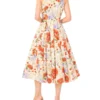 NOEMIA Floral Sleeveless Collared Midi Dress