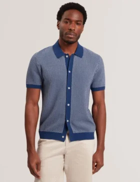 NOLIVA Textured Stitch Knitted Button-Through Shirt