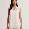 NORELLA Sheer Organza Longline Sleeveless Blouse