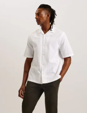 OISE Textured Grid Cotton Short Sleeve Shirt