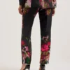 OKUNIT Tapered Leg Floral Print Tailored Trousers