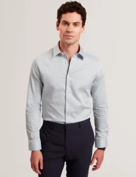 OLWENO Micro Geo Print Long Sleeve Slim Shirt
