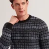 OSBURN Ombre Jacquard Crew Neck Jumper