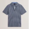 OUNSLO Printed Zip Neck Cotton Polo Shirt
