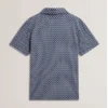 OUNSLO Printed Zip Neck Cotton Polo Shirt