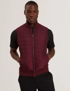 PAFAVOR Quilted Front Funnel Neck Zip-Up Gilet