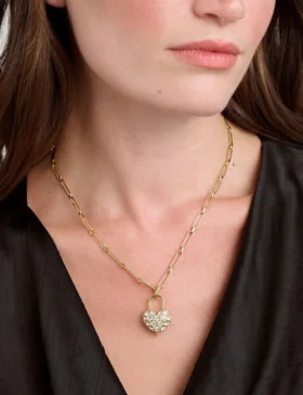 PARIS Statement Pave Crystal Padlock Pendant Necklace
