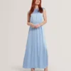 PARKER Satin Gathered Neck Maxi Dress