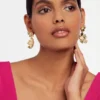 PETARIA Flower Statement Drop Earrings