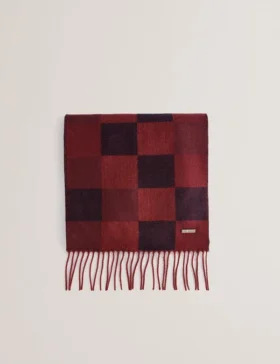 PETERRR Block Check Scarf With Fringe Trim