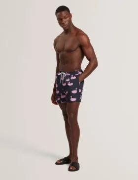 POMONNA Flamingo Print Drawstring Swim Shorts