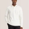 POPCORN STRIPE LONG SLEEVE POLO Egret