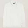 POPCORN STRIPE LONG SLEEVE POLO Egret